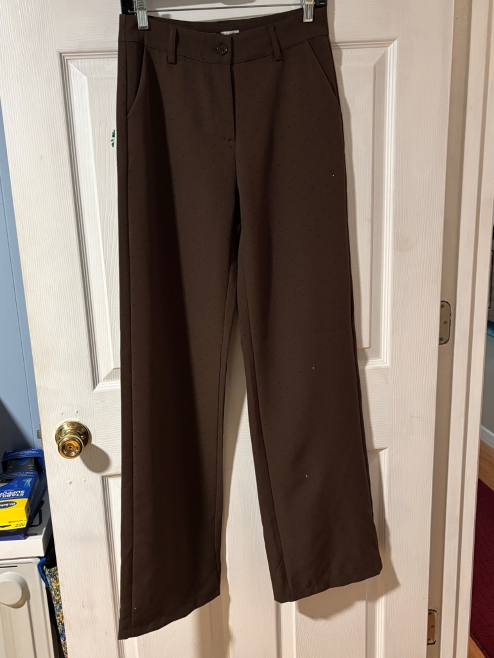Sophie & Me Brown Wide-Leg Pants with Brown Sparkles S